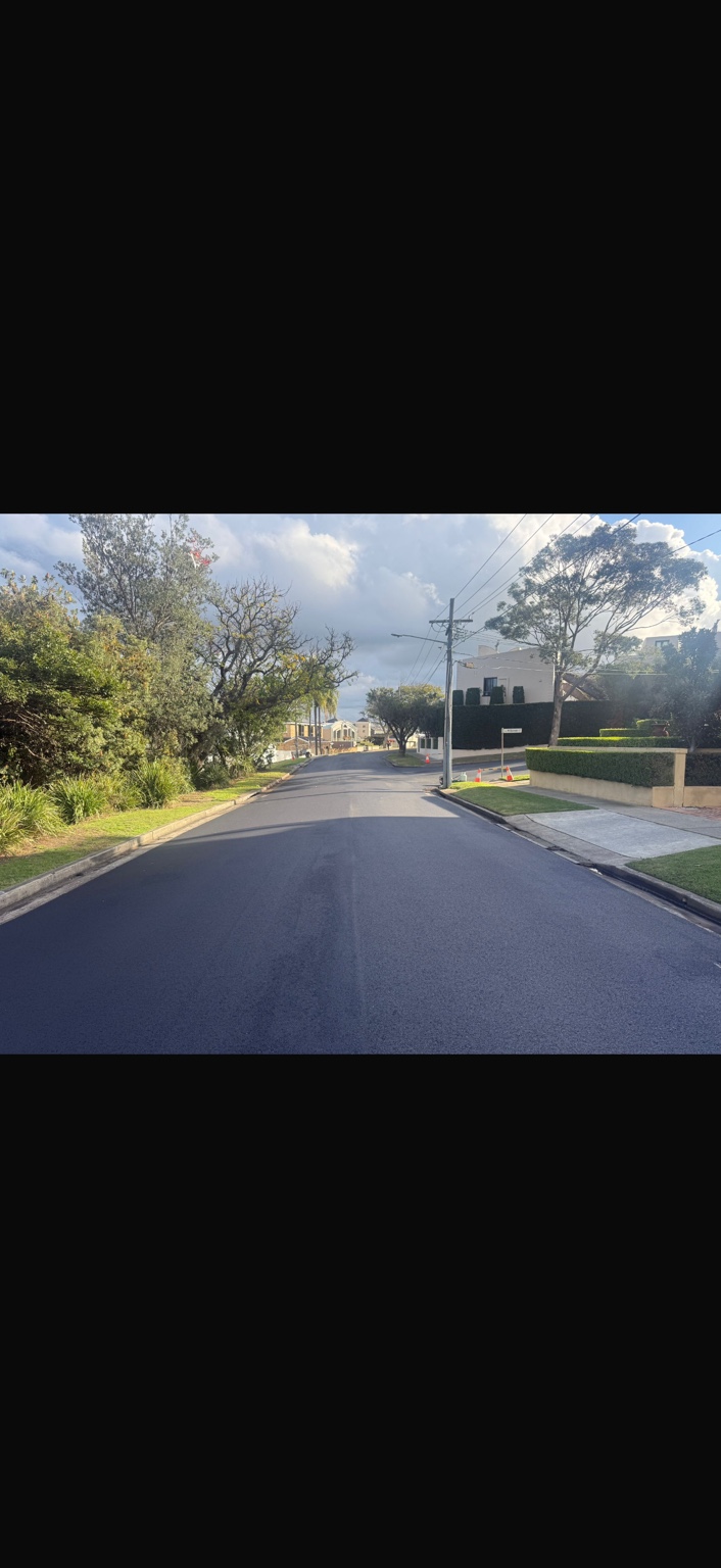 Completed asphalt road resurfacing