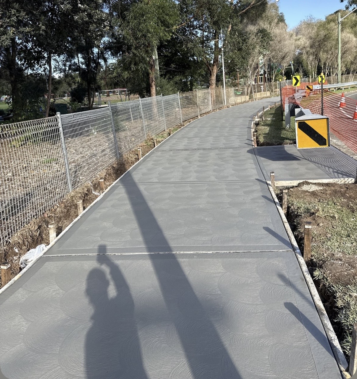 Newly finished concrete footpath
